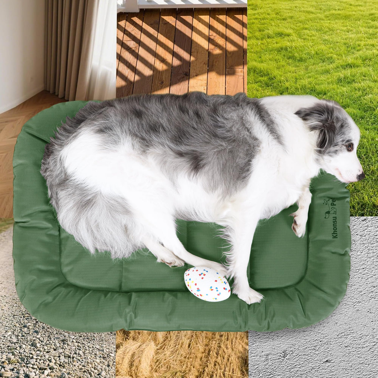 KHONSU PET Durable Dog Bed Tough and Tear Proof Dog Crate Bed with Heavy-Duty PVC-Backed Cover for Waterproof Outdoor Use Wipe Clean for Dogs up to 25 lbs