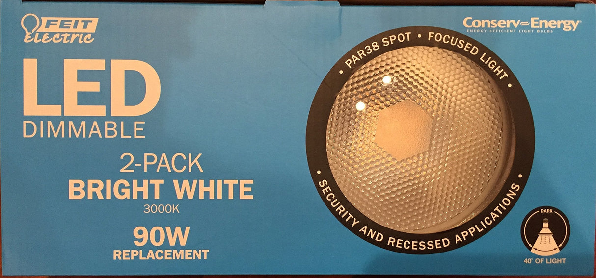 Feit PAR38 Spot Dimmable LED Light Bulb 2-Pack