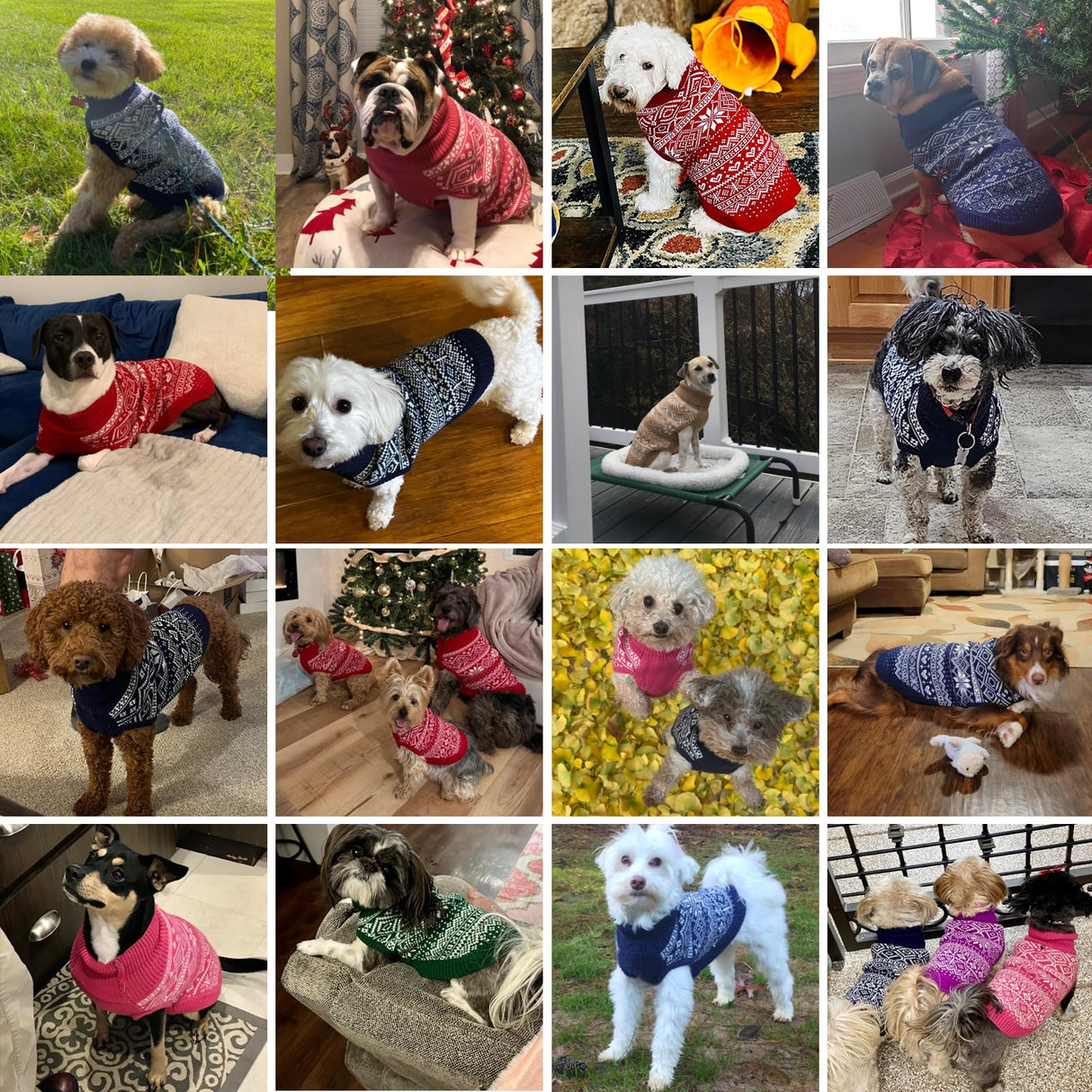 HOMIMP Dog Sweater Argyle - Warm Winter Clothes Puppy Soft Coat, Ugly Dog Sweater for Small Medium and Large Dogs, Pet Clothing Boy Girl, Cream 2XL