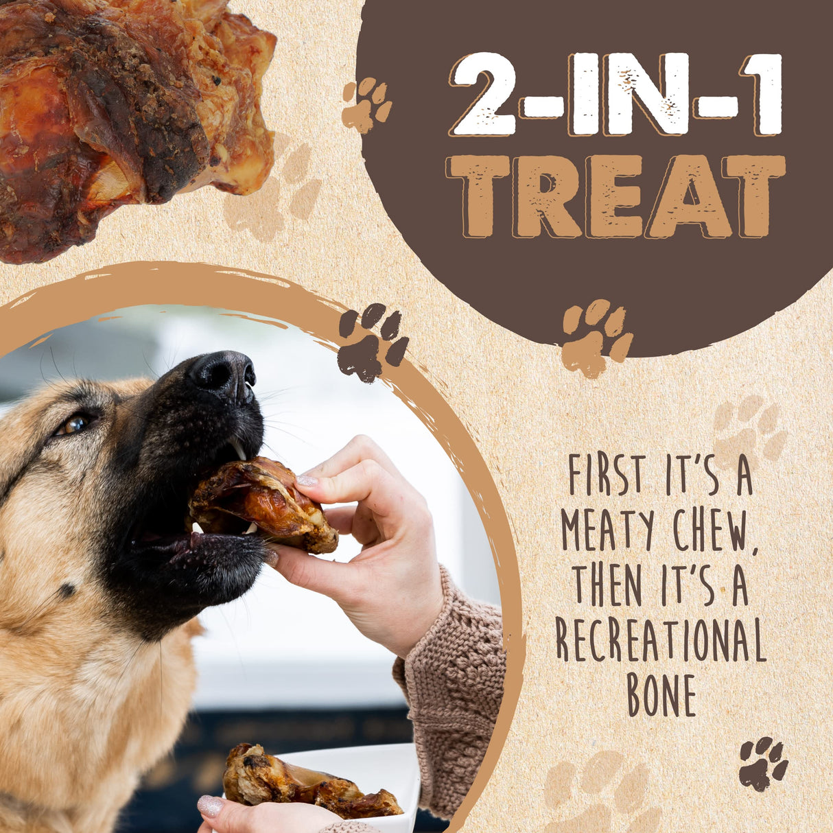 Mighty Paw Naturals Dog Bones - Cow Knee Caps & Knuckle Bones for Dogs (8 Pack) | 100% Natural Beef Knee Caps, Meaty Pet Treat