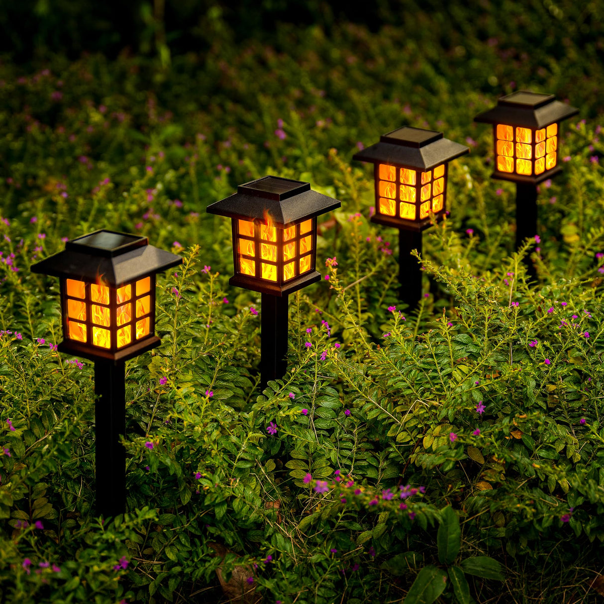 GIGALUMI Solar Lights for Outside,8 Pack Flickering Flame LED Solar Outdoor Lights, Waterproof Solar Garden Lights Maintain 10 Hours of Lighting for Christmas, Garden, Landscape, Path, Yard, Patio