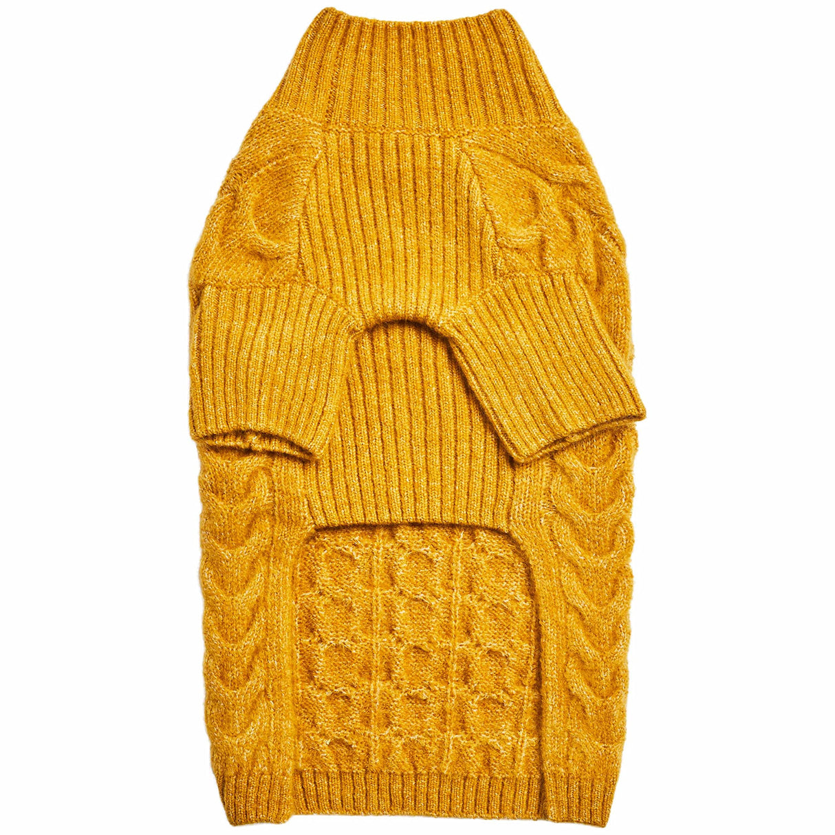 Blueberry Pet Dog Sweater - Mustard Yellow Fuzzy Knit Turtle-Neck Christmas Style, Puppy Clothes & Pajamas, Sweater Vest for Small Dogs, Accessories, 10" Back Length