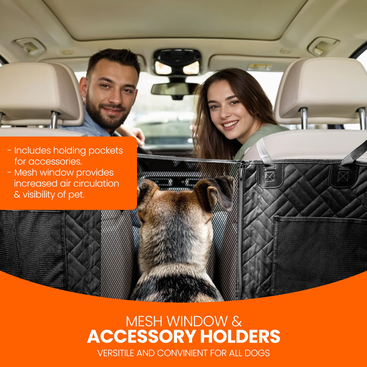 Dog Back Seat Cover Hard Bottom - 2025 Upgraded Materials - 6.4mm Support Boards Holds 400lbs - Waterproof Dog Hammock for Car, SUV & Truck - Pet Seat Cover for Back Seat - Backseat Extender for Dogs
