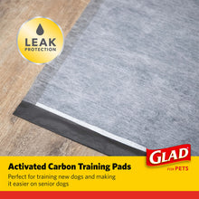 Load image into Gallery viewer, Glad for Pets Black Charcoal Puppy Pads - Super Absorbent Disposable Dog Pee Pads, Potty Training Pads, and Pet Supplies - Dog Pee Pads for Crate Training and Indoor Use 23" x 23" - 150 Count