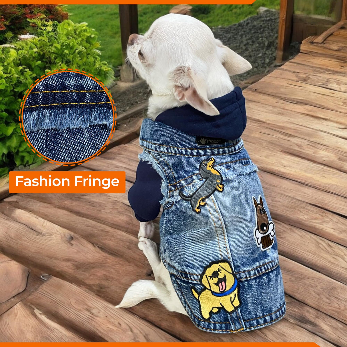 PERRINA Dog Jean Jacket - Cute Dog Outfits for Small & Medium Pets - Light & Breathable Denim Vest - Stylish Denim Cat Jacket Unique Designs - Easy to Wear & Take Off-Cool Puppy Clothes (XX-Large)