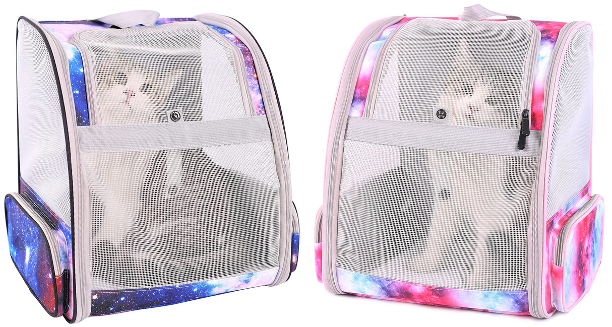 Pet Carrier Backpack for Cats and Small Dogs, Fully Breathable Vented Backpack for Kitten Bunny Airline Approved Travel Hiking Camping Cat Book Bag (Blue, Ventilation)