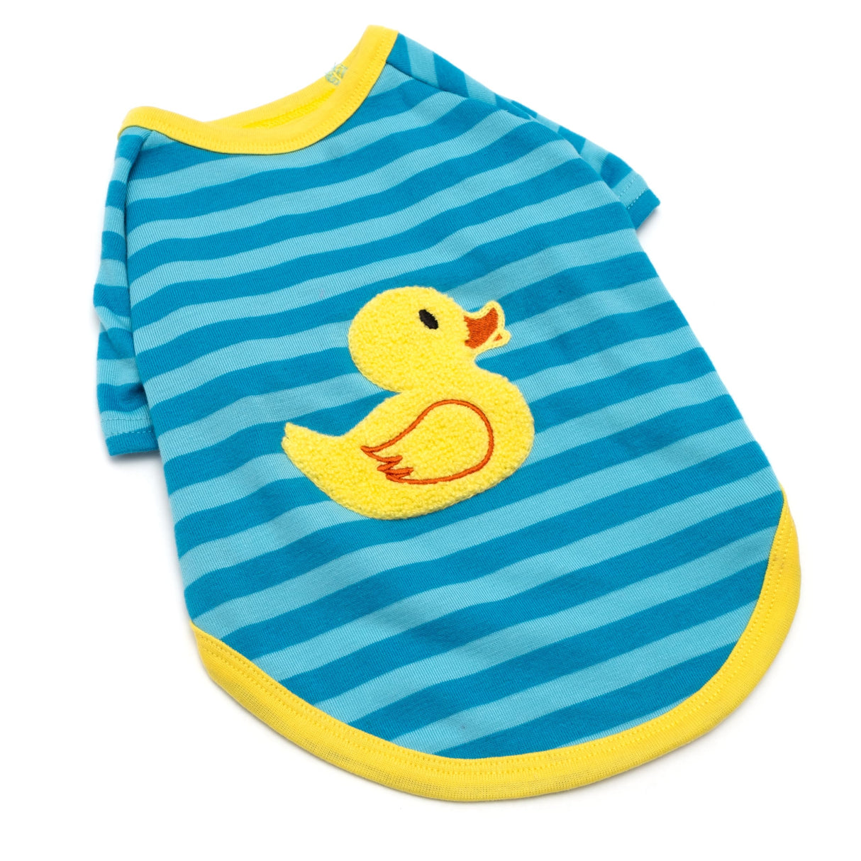 THE WORTHY DOG Graphic Dog Tee Shirt – Soft Stretchy Knit Dog T-Shirt with High-Cut Belly, Lightweight & Breathable - Rubber Duck Pattern- Blue, X-Large