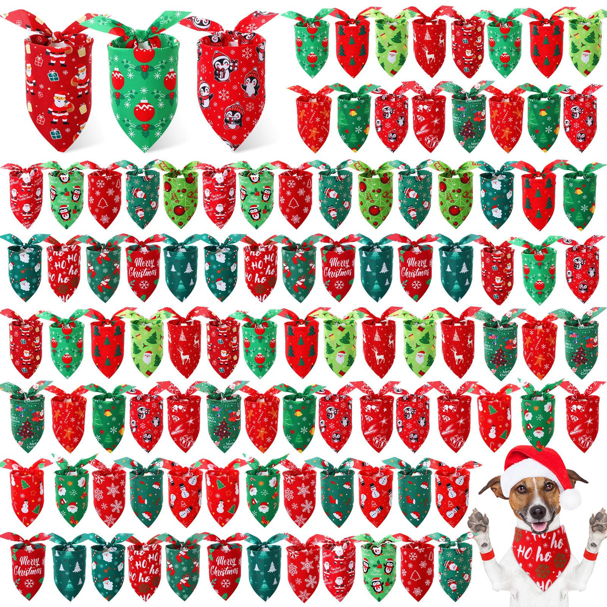 Preboun 100 Pcs Christmas Dog Bandanas Bulk Xmas Bandanas for Dogs Triangle Kerchief Bibs Scarf for Pet Xmas Costume Photo Props Accessories Pet Shops Adoption Events, 25 Styles(19.7 x 13.8 x 13.8)