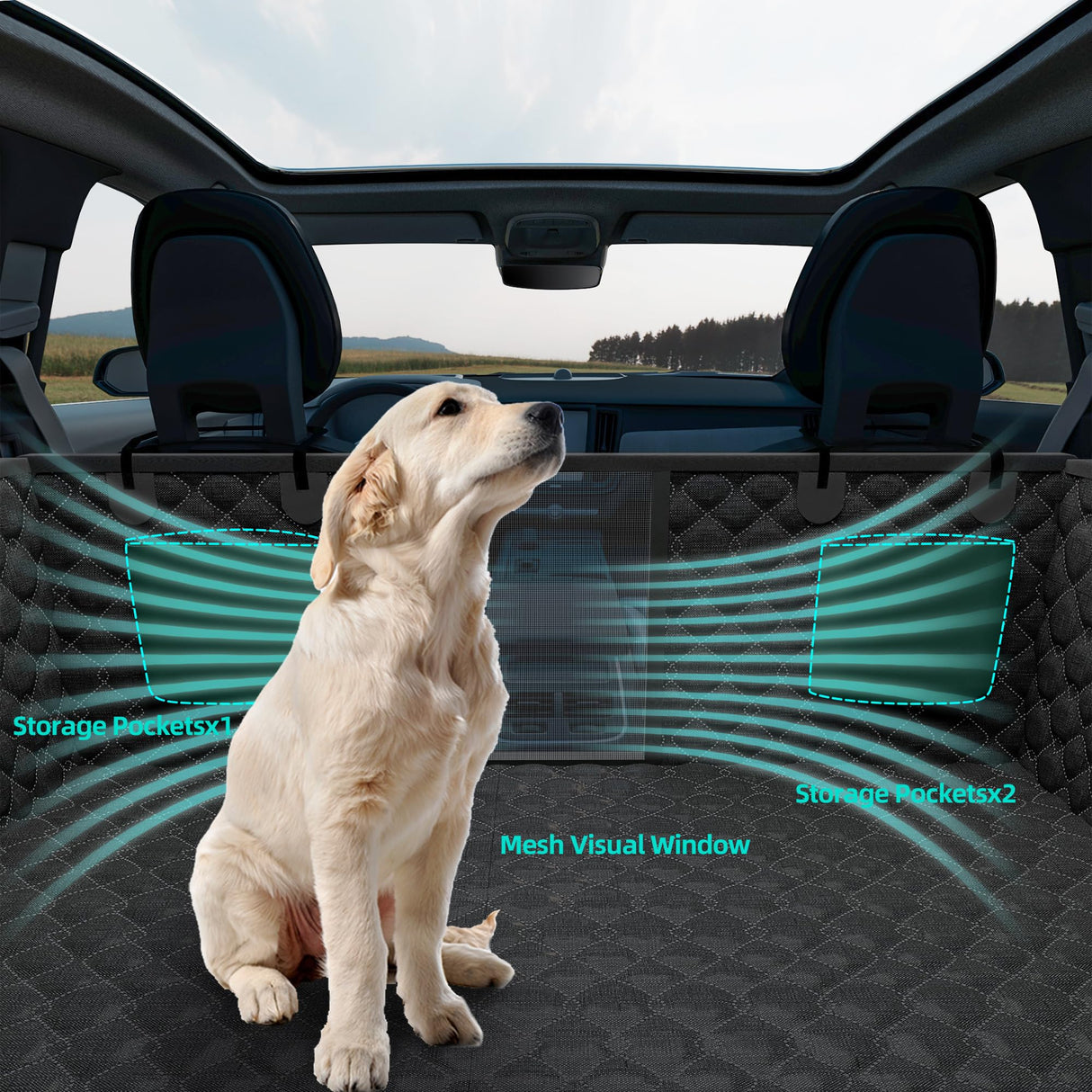 Petiza Back Seat Extender for Dogs Hard Bottom Dog Car Seat Cover for Back Seat Heavy Duty Scratch Proof Nonslip Durable Soft 100% Waterproof Dog Hammock for Car Truck SUV