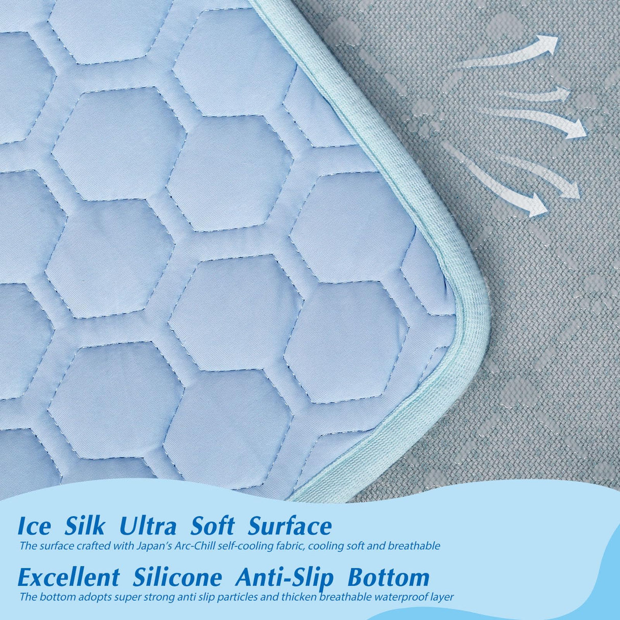 Upgraded Self-Cooling Mat for Dogs & Cats - Thicken, Washable, Non-Toxic, Foldable & Non-Slip Dog Cooling mat Pet Cooling Pad for Indoor, Outdoor, Car- Perfect for Summer (Blue, 18β*24β(Small))