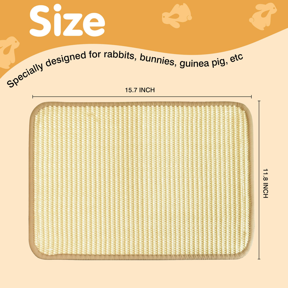 Nexlythara Rabbit Scratching Pad, Sisal Bunny Scratch Mat for Cages - 2PCS Natural Rabbits Nail Scratcher for Indoor Rabbit Chew Toys & Bedding, 16x12 Inch