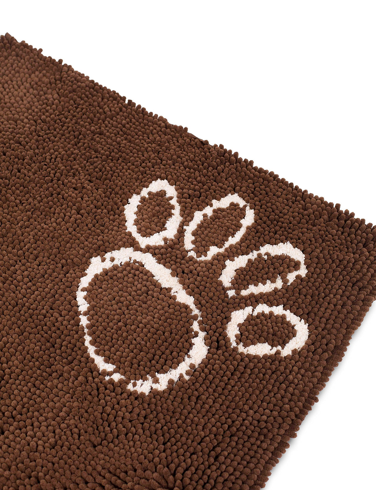 BIRDROCK HOME Chenille Dog Doormat - Absorbent Surface to Keep Floors Clean, Non-Skid Bottom for Safety, Ultra-Soft & Durable, Ideal for Pets, Protects Floors from Dirt - 60 x 30, Brown