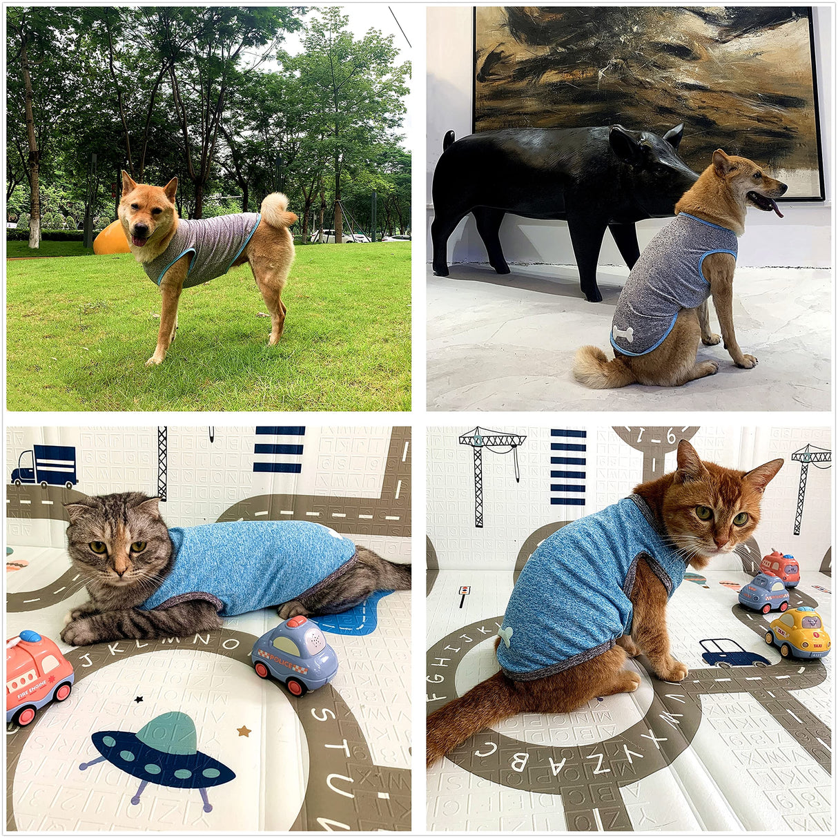 DAJIDALI Dog and Cat Shirt in Tech Fabric with Luminous Print, Pet Clothes for Large, Medium, and Small Dogs, 2-Pack of Lightweight Functional t-Shirts