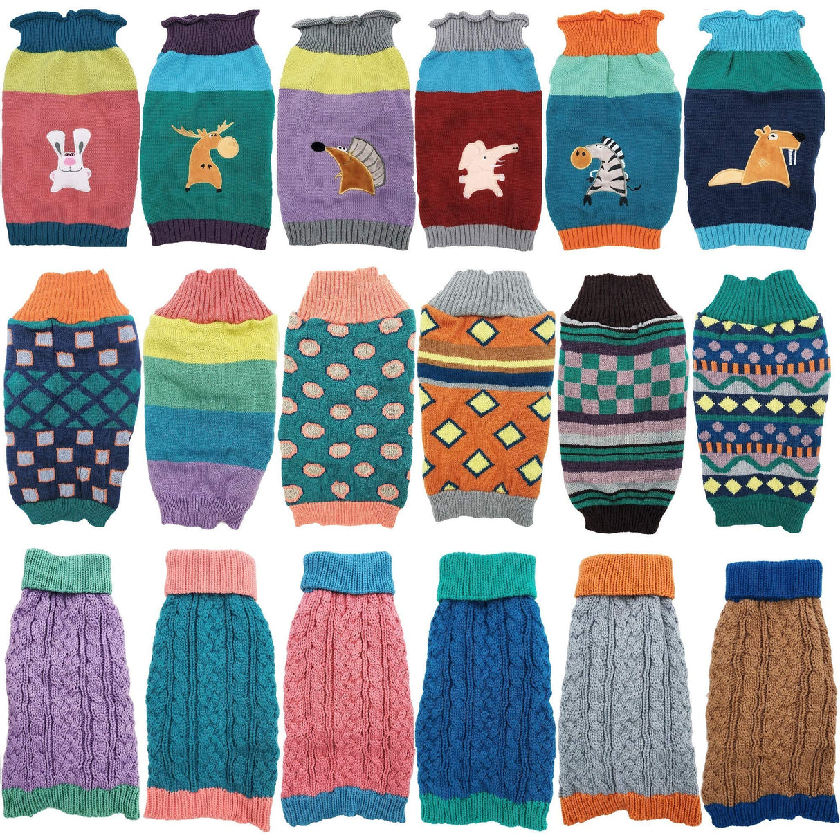 Dog Sweater Knitted Fashion Warm Soft Winter Clothes for Small Large Pet Cat Puppy (XS: Length - 10", Bunny)