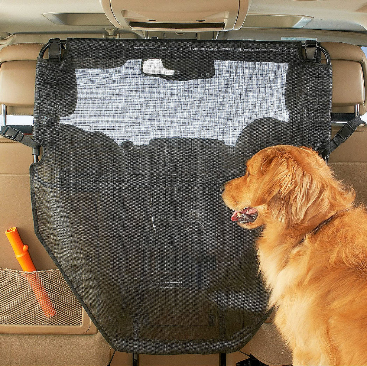 High Road Back Seat Barrier for Dogs - Car Divider for Dogs for Behind Front Seat - Padded Steel Frame with Heavy Duty Coated Dog Net Barrier for Car, Truck or SUV