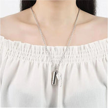 Load image into Gallery viewer, Cylinder Cremation Necklace for Dog Ashes Angel Wing Urn Necklace with Pet Paw Print Memorial Ashes Necklace for Dog/Cat