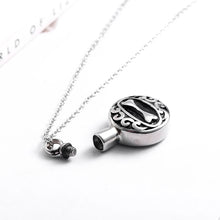 Load image into Gallery viewer, Dog Bone Memorial Round Cremation Ashes Keepsake Urn Pendant Necklace Pet Funeral Jewelry In Stainless Steel