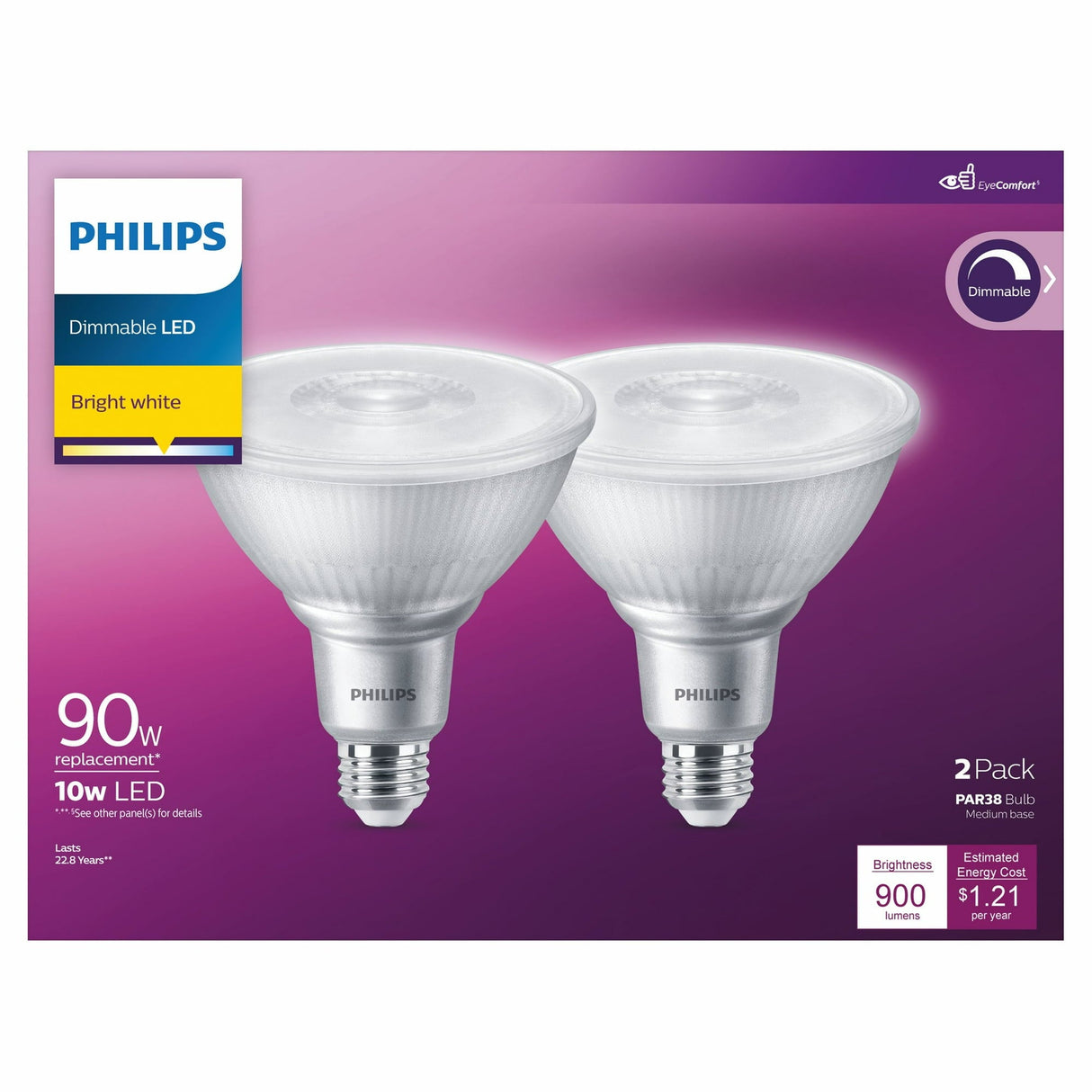 Philips 90-watt (par38) Dimmable LED Flood Light Bulb Bright White 2pk