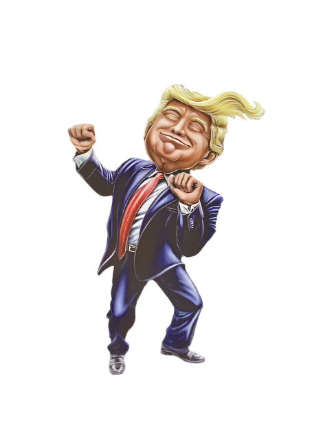 2024 MAGA Dancing President Trump Color Sticker 4”x 4” Hair Toupee In the Wind