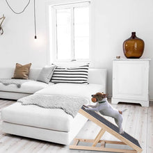 Load image into Gallery viewer, Pet Dog Ramp Ladder Natural Pine Wooden Lightweight Folding Anti-skid Adjustable 2 Height Climbing Ladder