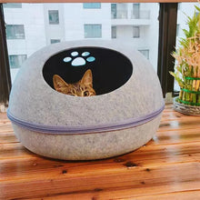 Load image into Gallery viewer, Cat Bed Detachable Natural felt Cat Bed Breathable Cat Cave Dark Gray Cat Bed House With Cushion for Pets Cats Pet Accessories