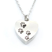 Load image into Gallery viewer, 1PC Pet Dog Paw Charm Memorial Funeral Urn for Ashes Animal Necklace Stainless Steel Pendant Cat Ashes Holder Cremation Keepsake