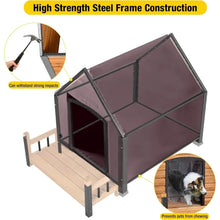 Load image into Gallery viewer, Dog House Outdoor, Insulated Kennel Outside for Large Breed, Weatherproof Shelter with Anti-Chewing Iron Frame