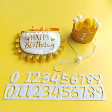 Load image into Gallery viewer, New Pet Birthday Props Dog Party Hat Drool Pocket Cat Birthday Set Decorations Dress Glitter Hot Gold First Birthday Gift