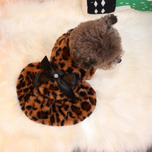 Load image into Gallery viewer, Winter Autumn Pet Warm Fashion Color Skirt Fleece Warm Rainbow Candy Color Cute Plush Skirt Leopard Print Bow Dog Clothes Dress