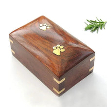Load image into Gallery viewer, For Cat Dog Urns Footprint Memorial Wood Pet Ashes Box Cremation Forever Home Urns Small Dog Cremation Box for Ashes Box