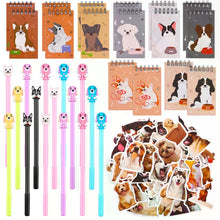 Load image into Gallery viewer, Dog Party Favors 132Pcs Puppy Party Favors Bulk Dog Paw Mini Notebooks Pens Stickers Set for Dog Themed Birthday Party Supplies