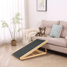 Load image into Gallery viewer, Pet Dog Ramp Ladder Natural Pine Wooden Lightweight Folding Anti-skid Adjustable 2 Height Climbing Ladder