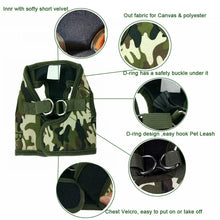 Load image into Gallery viewer, Dog Harness Leash Set Cute Army Small Dog Harness Cats Walking Chest Vest Canvas Pets Puppy Harness For Autumn Winter Spring