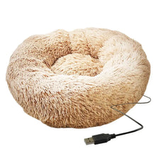Load image into Gallery viewer, Soft Plush Pet Beds USB Heating Round Dog Bed Donut Round Beds For Small Medium Dogs And Cats Comfortable And Machine Washable