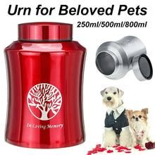 Load image into Gallery viewer, 250/500/800ml Pet Memorial Urn Cremation Mini Urns for Pet/ Human Ashes Casket Funeral Stainless Steel Cremation Storage Jar