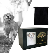 Load image into Gallery viewer, Wooden Pet Cremation Urn Dogs Cat Ashes Keepsake Box with Photo Frame Dog Memorials Urn Case Small Animal Supplies
