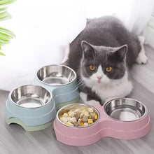 Load image into Gallery viewer, Double Pet Bowls Dog Food Water Feeder Stainless Steel Pet Drinking Dish Feeder Cat Puppy Feeding Supplies Small Dog Accessories