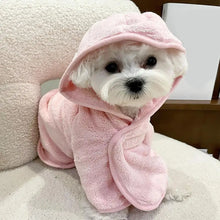 Load image into Gallery viewer, Dog Hooded Bath Towel Quick Drying Super Absorbent Pajamas Pet Cat Bath Robe Cute Dog Clothes Cloak For Puppy Small Dogs Cats