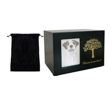 Load image into Gallery viewer, Wooden Pet Cremation Urn Dogs Cat Ashes Keepsake Box with Photo Frame Dog Memorials Urn Case Small Animal Supplies