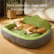 Load image into Gallery viewer, New dog bed with increased height and thickness, leaning against the mountain bed and pillow for neck protection, pet bed for sl