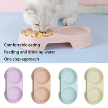 Load image into Gallery viewer, Pet Double Bowl Dogs and Cats Feed in Double Bowls Macaron Plastic Feeding Bowl Pet Supplies Cat Accessories Cat Products Cat Fo
