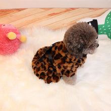 Load image into Gallery viewer, Winter Autumn Pet Warm Fashion Color Skirt Fleece Warm Rainbow Candy Color Cute Plush Skirt Leopard Print Bow Dog Clothes Dress