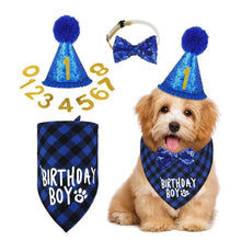 Load image into Gallery viewer, Pet Party Decoration Set Dog Birthday Triangle Scarf Hat Bow Tie Dog Birthday Decoration SuppliesDog Supplies для собак Cat