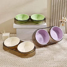 Load image into Gallery viewer, Durable Elevated Dual Bowl Feeder Raised Pet Feeding Station With Non-Slip Stand Easy Feeding For Cats & Small Dogs Water Bowl