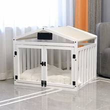 Load image into Gallery viewer, Solid Wood Luxury Dog House Indoor Pet House Removable Washable Dog Fence Double Door Dog Cage Portable Waterproof Pet Bed