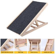 Load image into Gallery viewer, Pet Dog Ramp Ladder Natural Pine Wooden Lightweight Folding Anti-skid Adjustable 2 Height Climbing Ladder