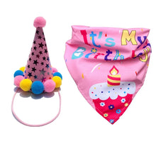 Load image into Gallery viewer, Dog Birthday Party Supplies Birthday Bandana Set with Birthday Hat Scarf Birthday Banner Balloons Party Decorations Supplies