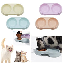 Load image into Gallery viewer, Pet Double Bowl Dogs and Cats Feed in Double Bowls Macaron Plastic Feeding Bowl Pet Supplies Cat Accessories Cat Products Cat Fo