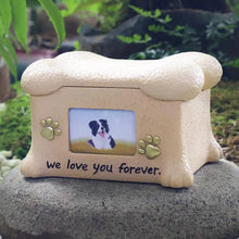 Load image into Gallery viewer, Resin Pet Urns Dogs Cats Cremation Urn Peaceful Memorial with Photo Frame Cremation Urns for Animal Ashes Funeral Pet Ashes Box