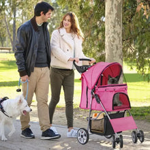 Load image into Gallery viewer, Foldable Carrier Strolling Cart 4 Wheel Pet Stroller, for Cat, Dog w/ Cup Holder